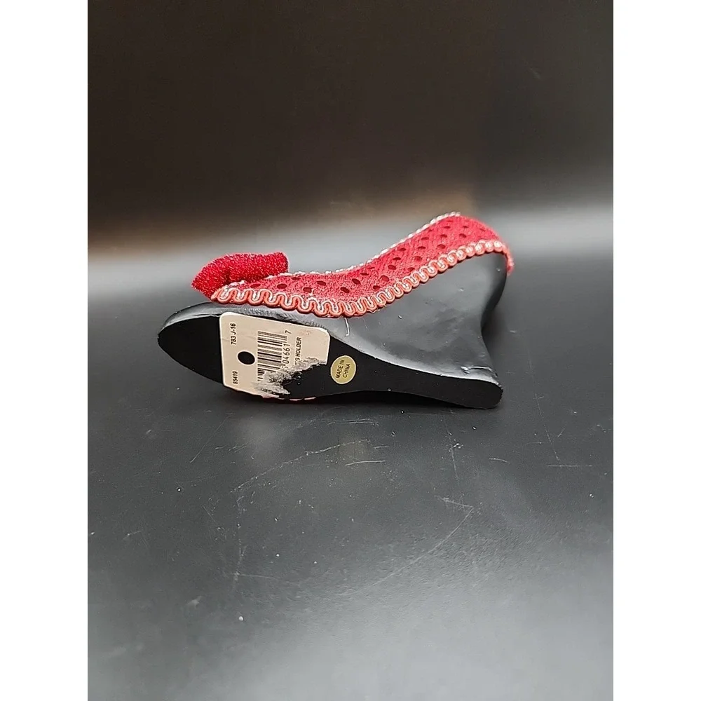 Fancy Miniature High Heeled Red Shoe Ring Holder/ Organizer